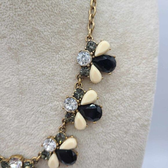 J Crew Black White Resin with Clear Crystal Statement Necklace - Picture 5 of 9